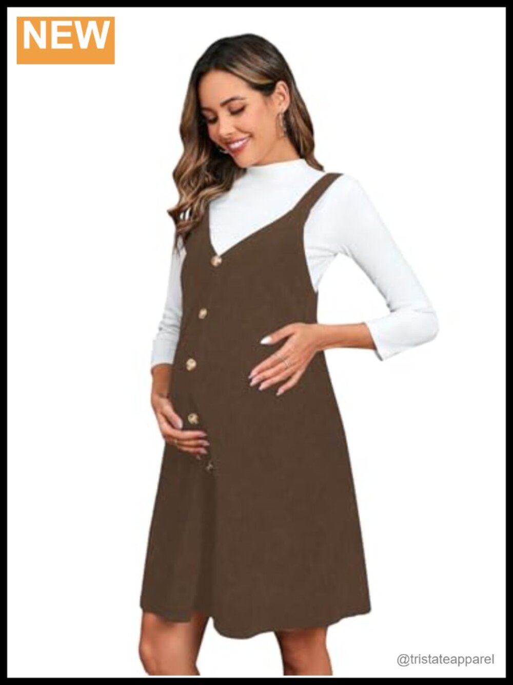 Women's Maternity Button Front V Neck Sleeveless Overall Mini Dress